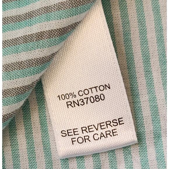 Cato Teal Gray Striped Button Up Top XL Collard Lightweight Long Sleeves - Picture 5 of 5